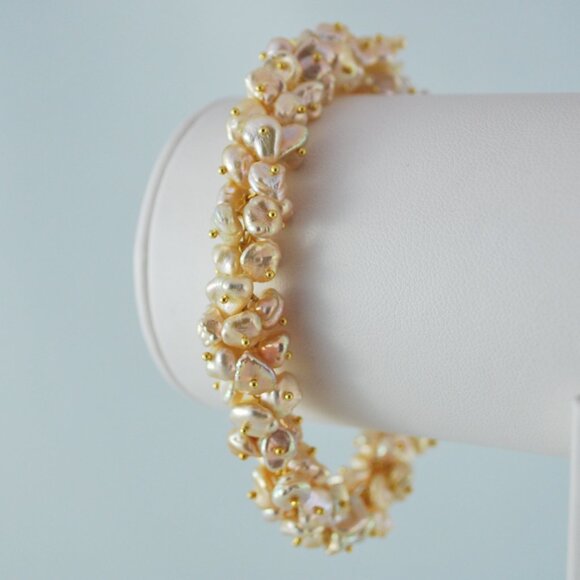 Champagne Pearl Cluster Bracelet in Gold - Picture 2 of 5